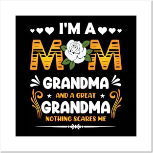 I'm A Mom Grandma Great Nothing Scares Me Mothers Day Posters and Art